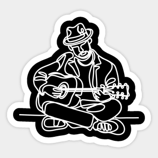 Single Line Guitarist (white) Sticker